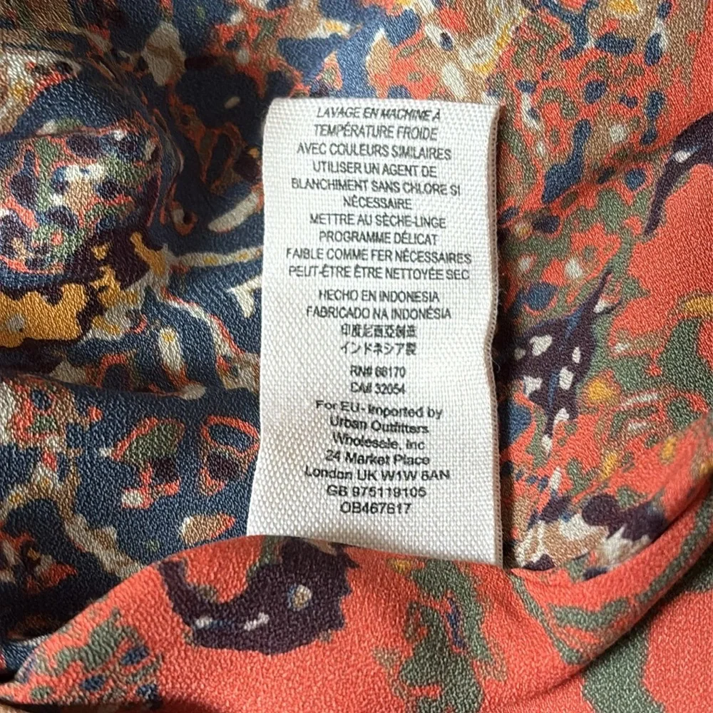 Free People Darcey Swing Tank Top Chiffon V-Neck Women’s Medium Orange/Blue